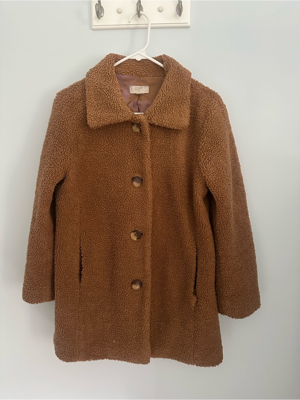 LOFT Outlet Petite Brown Teddy Sherpa Coat Jacket XS